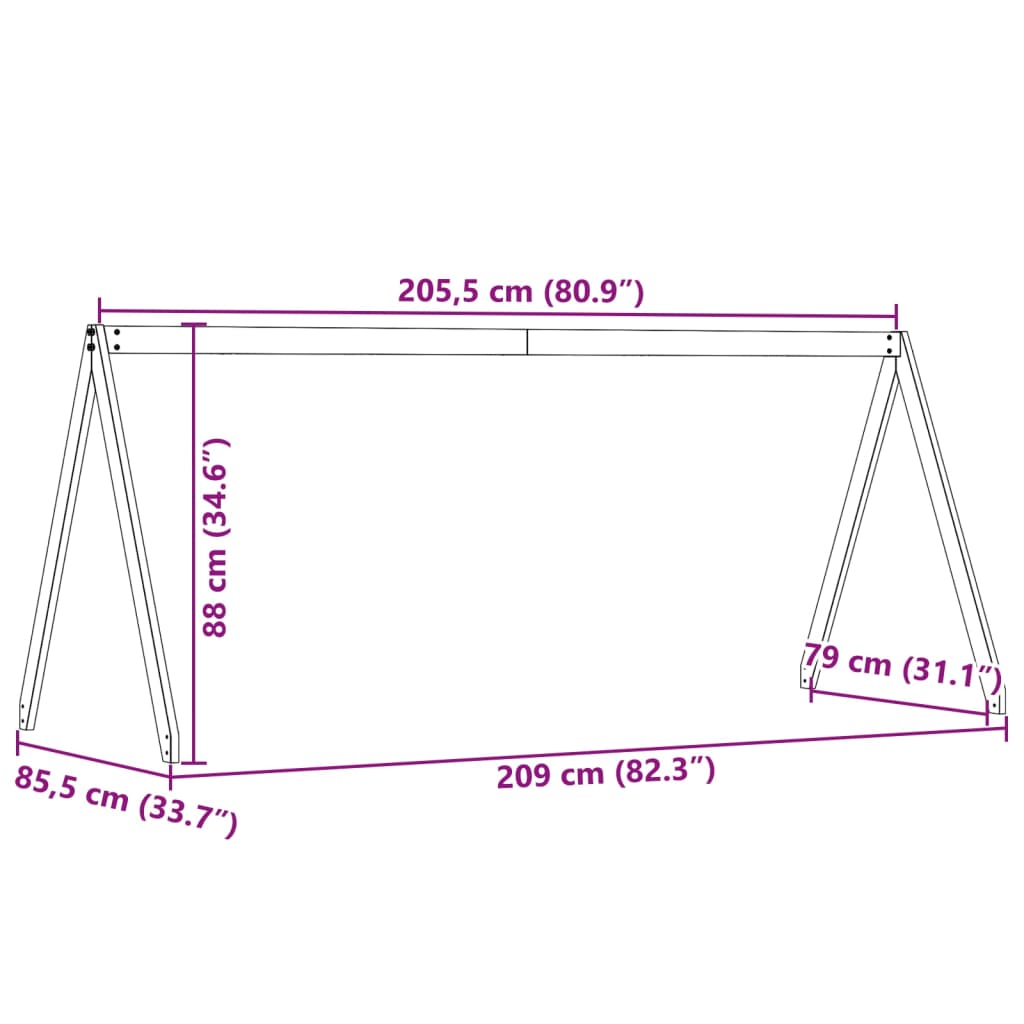 vidaXL Οροφή Κρεβατιού Παιδική Λευκό 209x85,5x88 εκ. Μασίφ Ξύλο Πεύκου