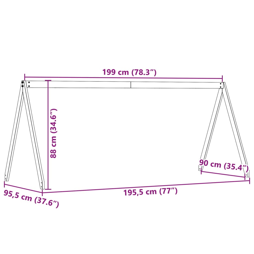 vidaXL Οροφή Κρεβατιού Παιδική 199x95,5x88 εκ. από Μασίφ Ξύλο Πεύκου