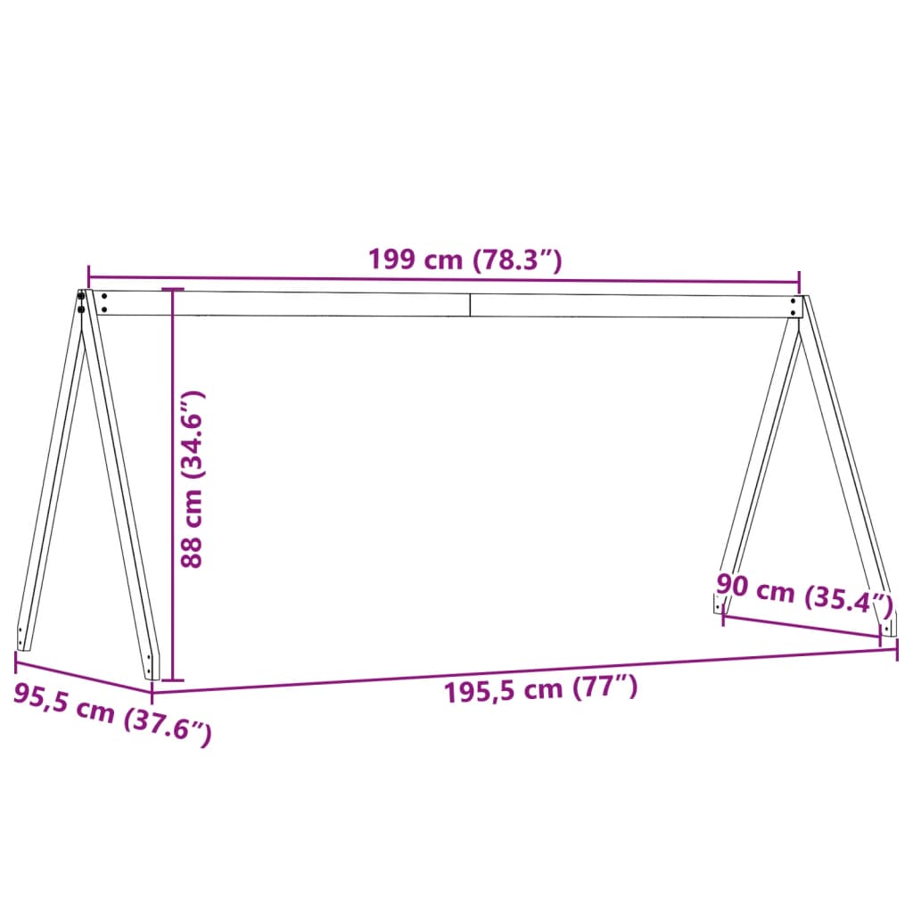 vidaXL Οροφή Κρεβατιού Παιδική Λευκό 199x95,5x88 εκ. Μασίφ Ξύλο Πεύκου