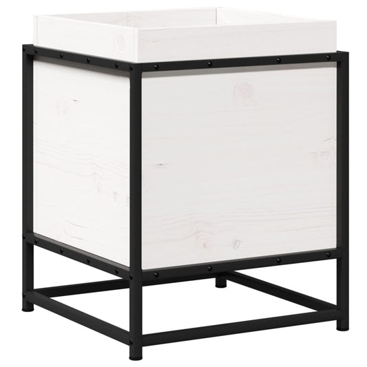 vidaXL Ζαρντινιέρα Λευκή. 40x40x50 εκ από Μασίφ Ξύλο Πεύκου