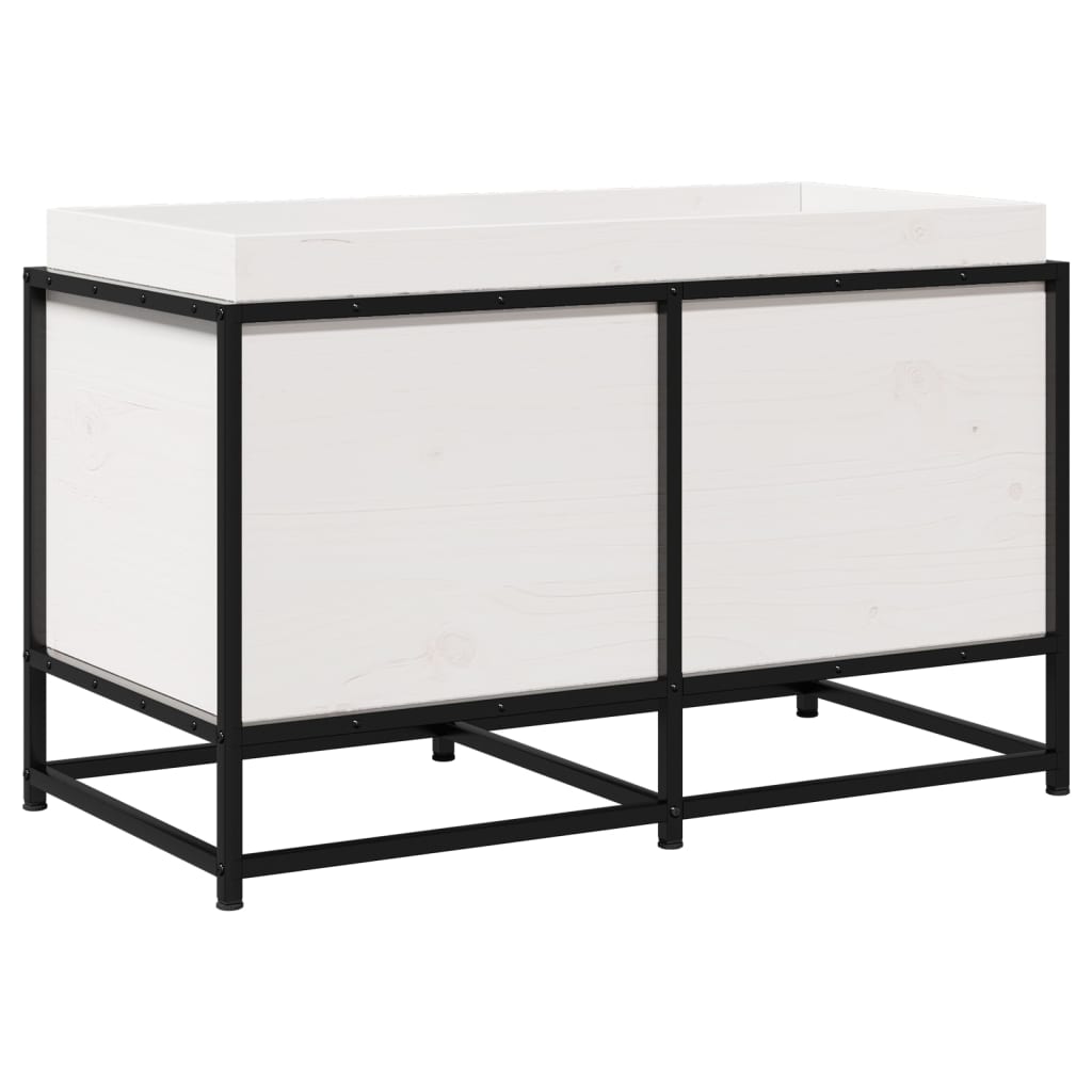 vidaXL Ζαρντινιέρα Λευκή. 80x40x50 εκ από Μασίφ Ξύλο Πεύκου