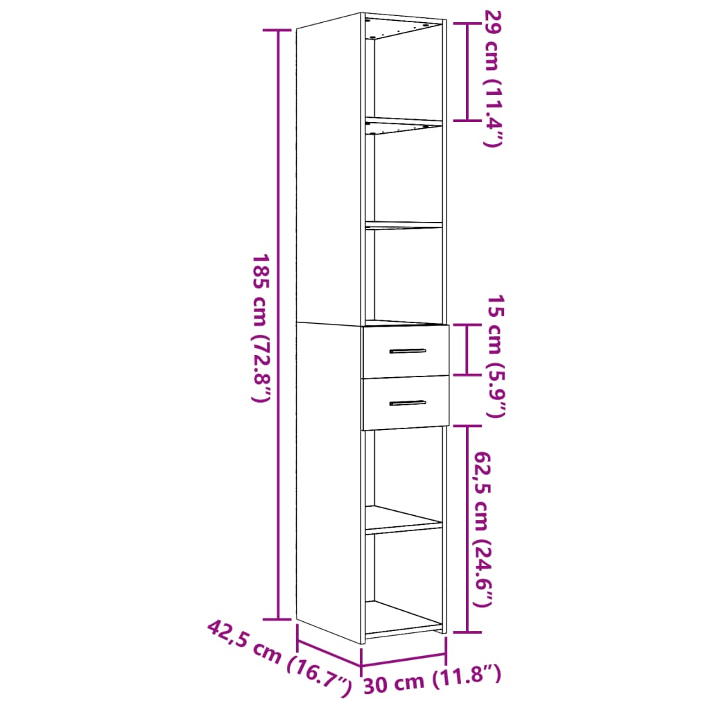 vidaXL Ντουλάπι Καπνιστή Δρυς 30x42,5x185 εκ. από Επεξεργασμένο Ξύλο