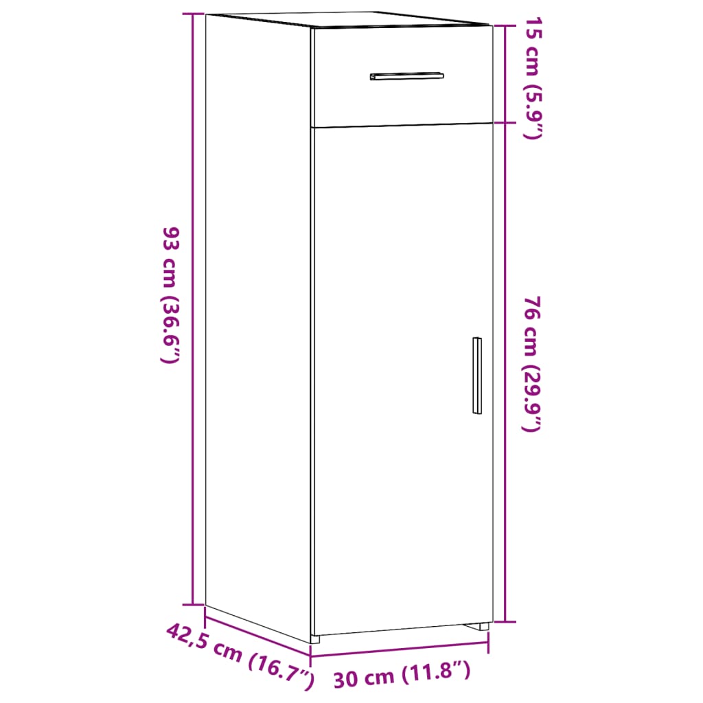 vidaXL Ντουλάπι Sonoma Δρυς 30x42,5x93 εκ. από Επεξεργασμένο Ξύλο