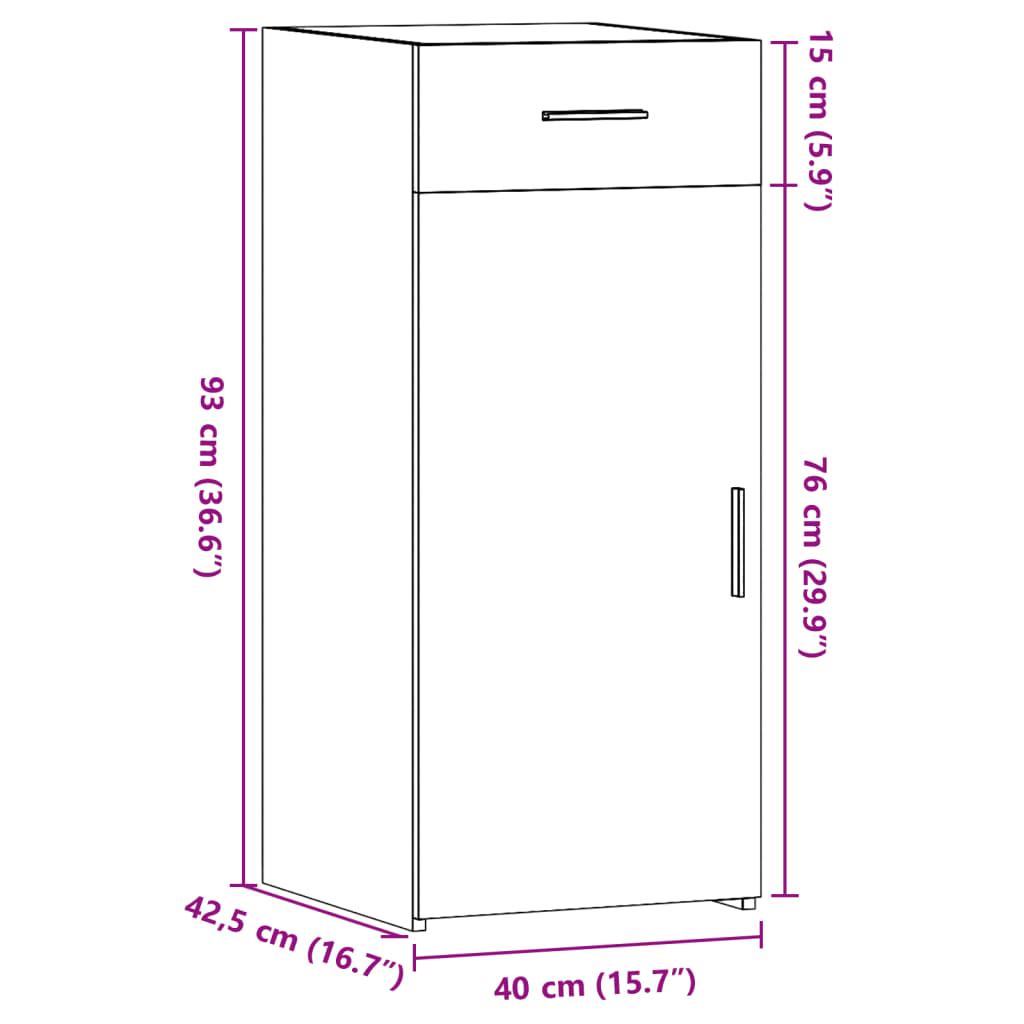 vidaXL Ντουλάπι Γκρι Σκυροδέματος 40x42,5x93 εκ. Επεξεργασμένο Ξύλο