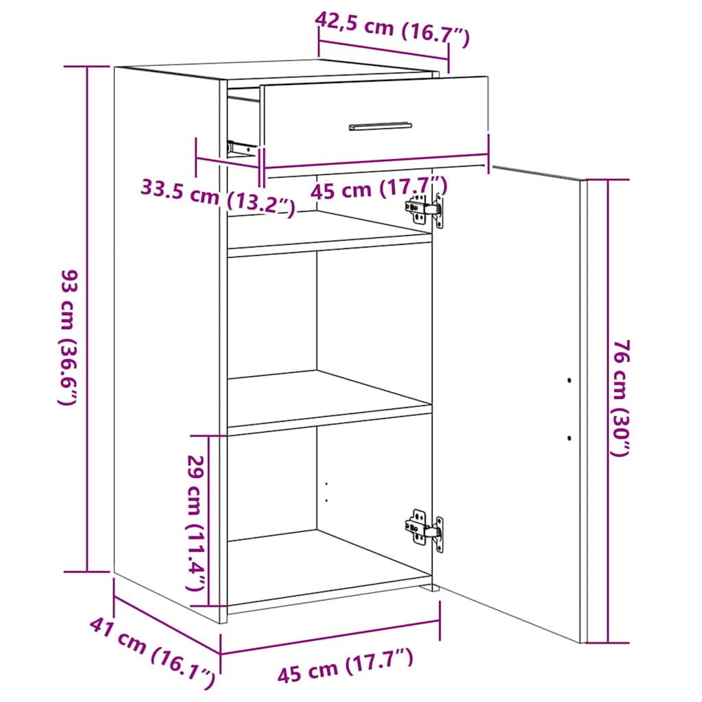 vidaXL Ντουλάπι Καπνιστή Δρυς 45x42,5x93 εκ. από Επεξεργ. Ξύλο