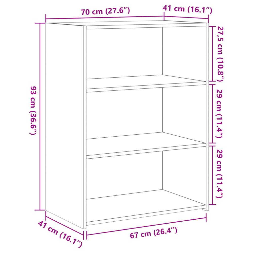 vidaXL Συρταριέρα Λευκή 70x41x93 εκ. από Επεξεργασμένο Ξύλο