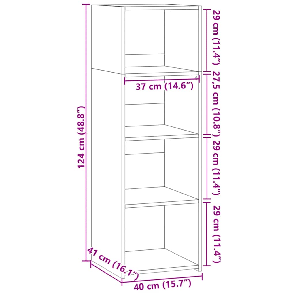 vidaXL Ντουλάπι Sonoma Δρυς 40x41x124 εκ. από Επεξεργασμένο Ξύλο