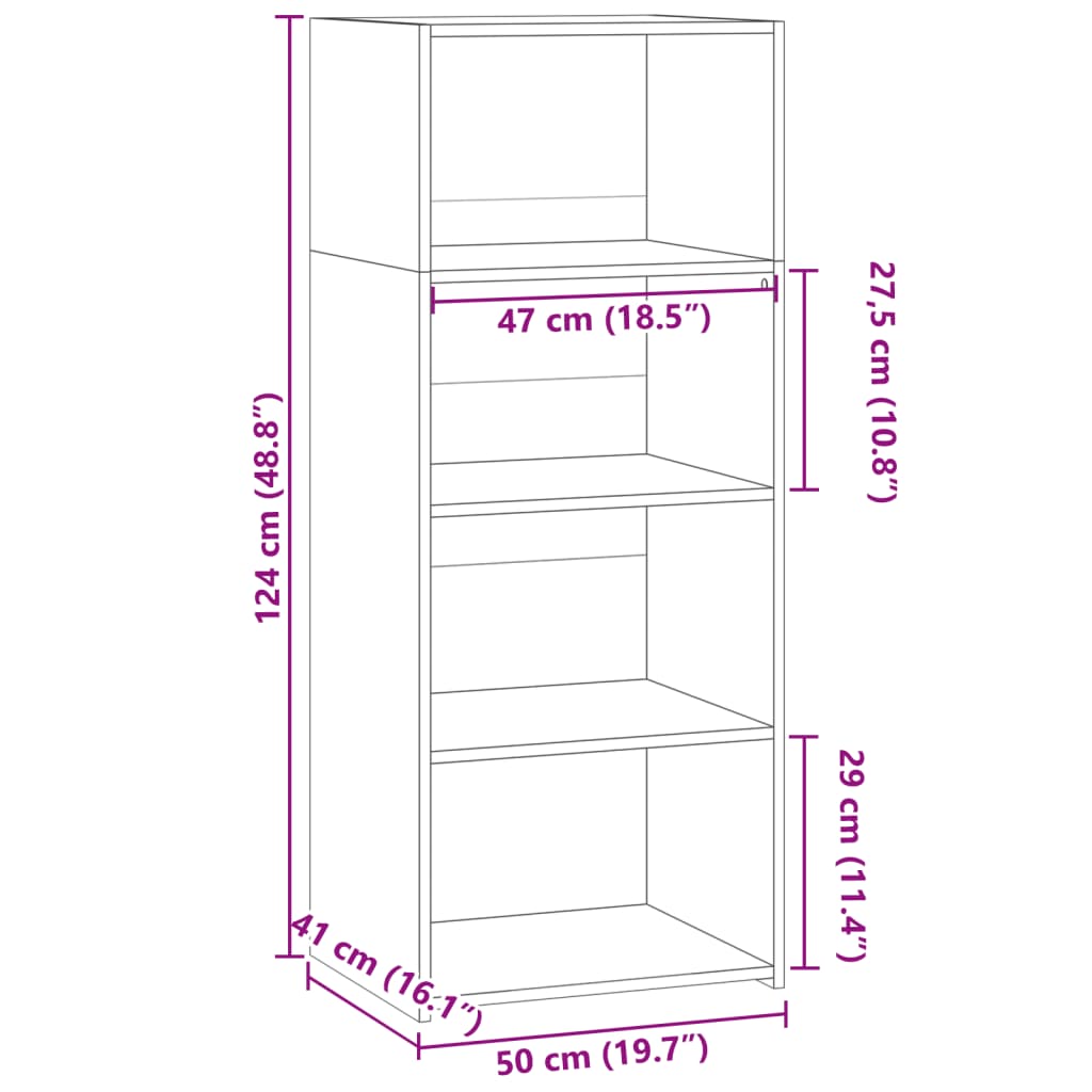 vidaXL Ντουλάπι Λευκό 50x41x124 εκ. από Επεξεργασμένο Ξύλο