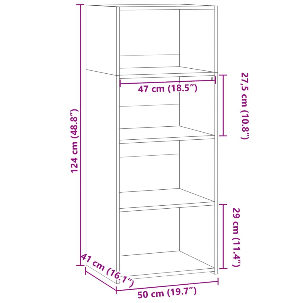 vidaXL Ντουλάπι Γκρι Sonoma 50x41x124 εκ. από Επεξεργασμένο Ξύλο