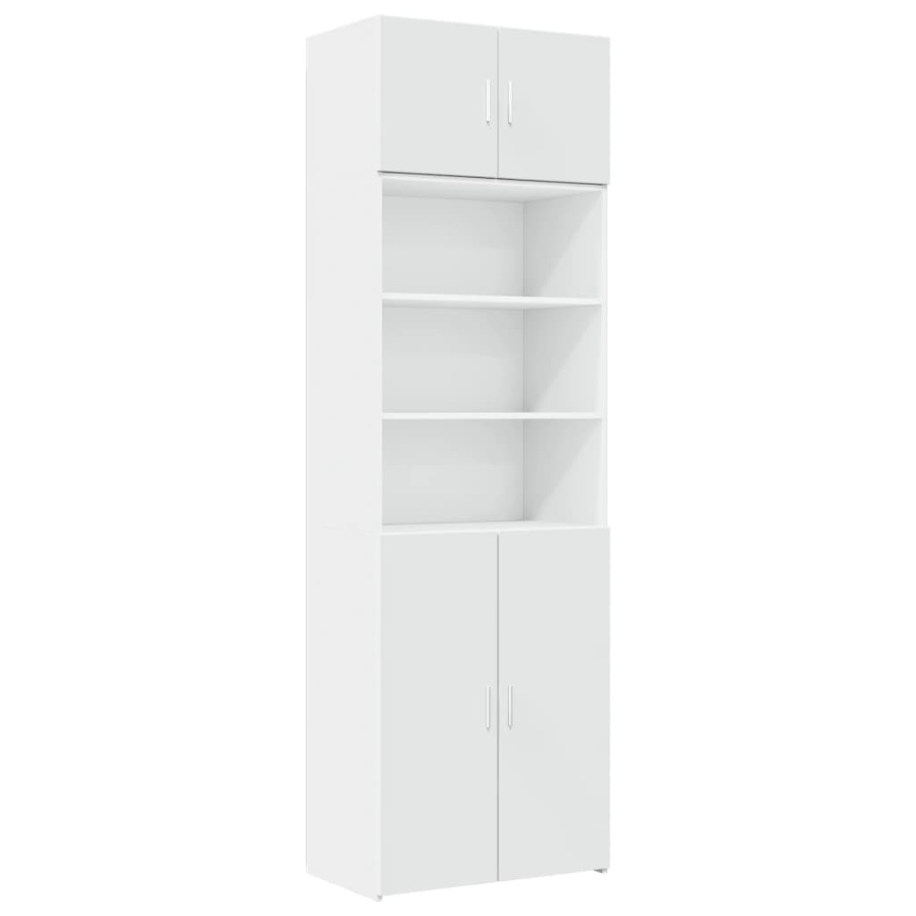 vidaXL Ραφιέρα με Ντουλάπια Λευκή 70x42,5x225 εκ. Επεξεργασμένο Ξύλο
