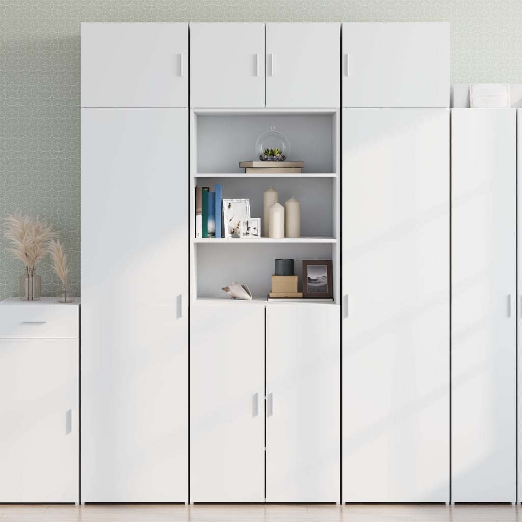 vidaXL Ραφιέρα με Ντουλάπια Λευκή 70x42,5x225 εκ. Επεξεργασμένο Ξύλο