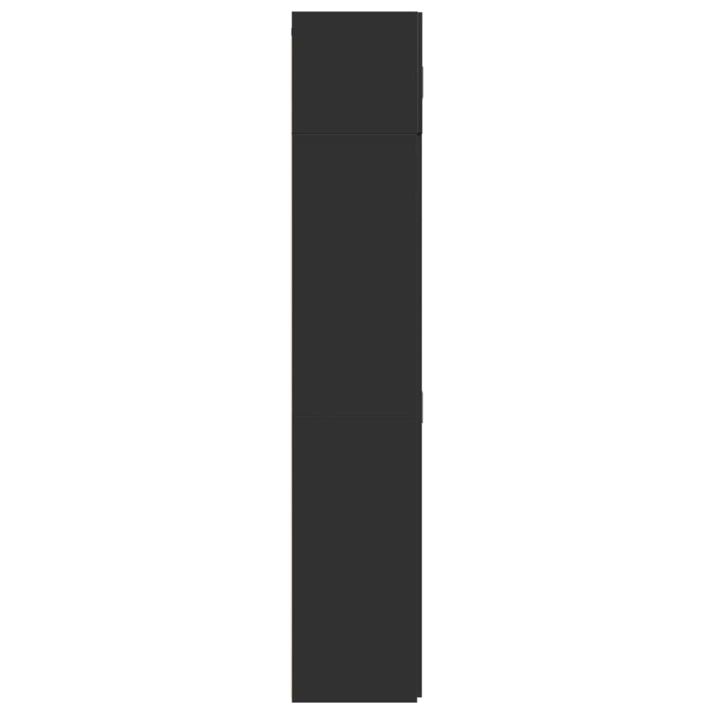 vidaXL Ραφιέρα με Ντουλάπια Μαύρο 70 x 42,5 x 225 εκ. από Επεξ. Ξύλο