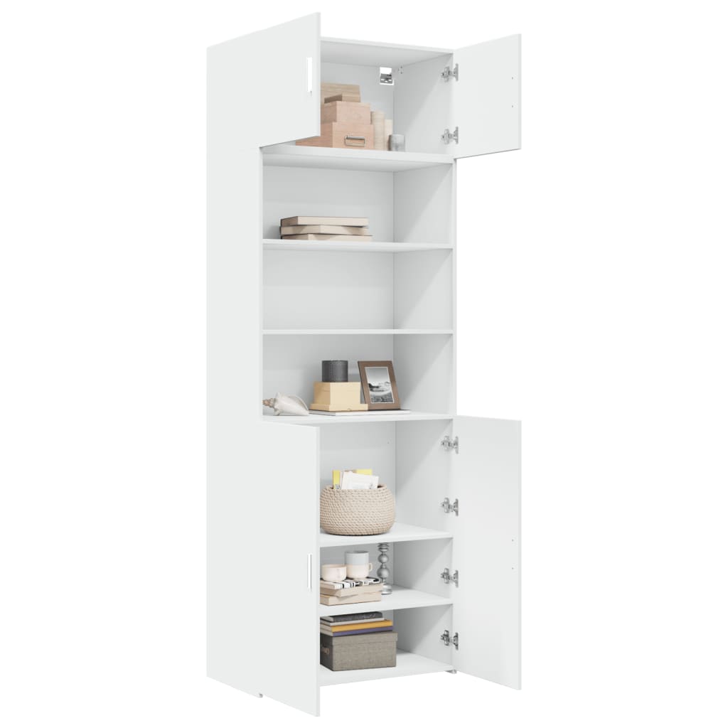 vidaXL Ραφιέρα με Ντουλάπια Λευκή 80x42,5x225 εκ. από Επεξ. Ξύλο