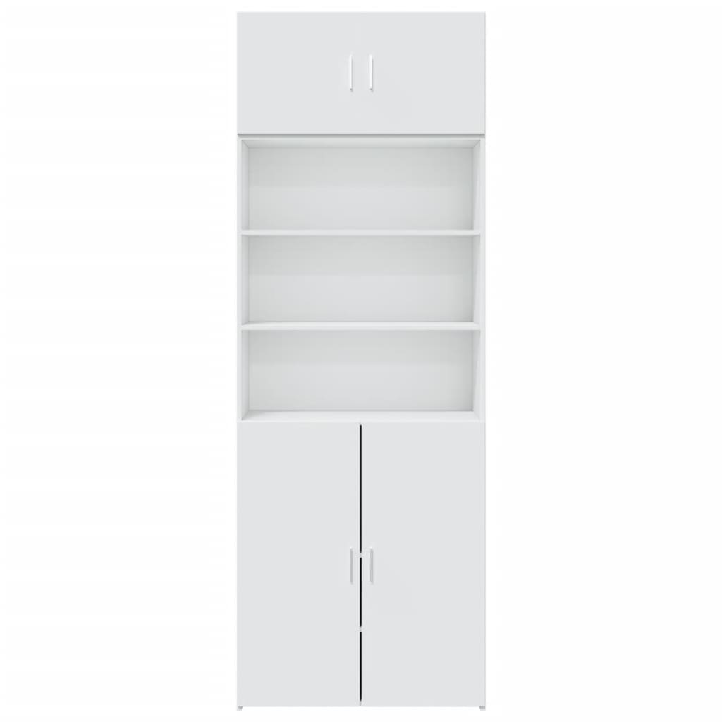 vidaXL Ραφιέρα με Ντουλάπια Λευκή 80x42,5x225 εκ. από Επεξ. Ξύλο