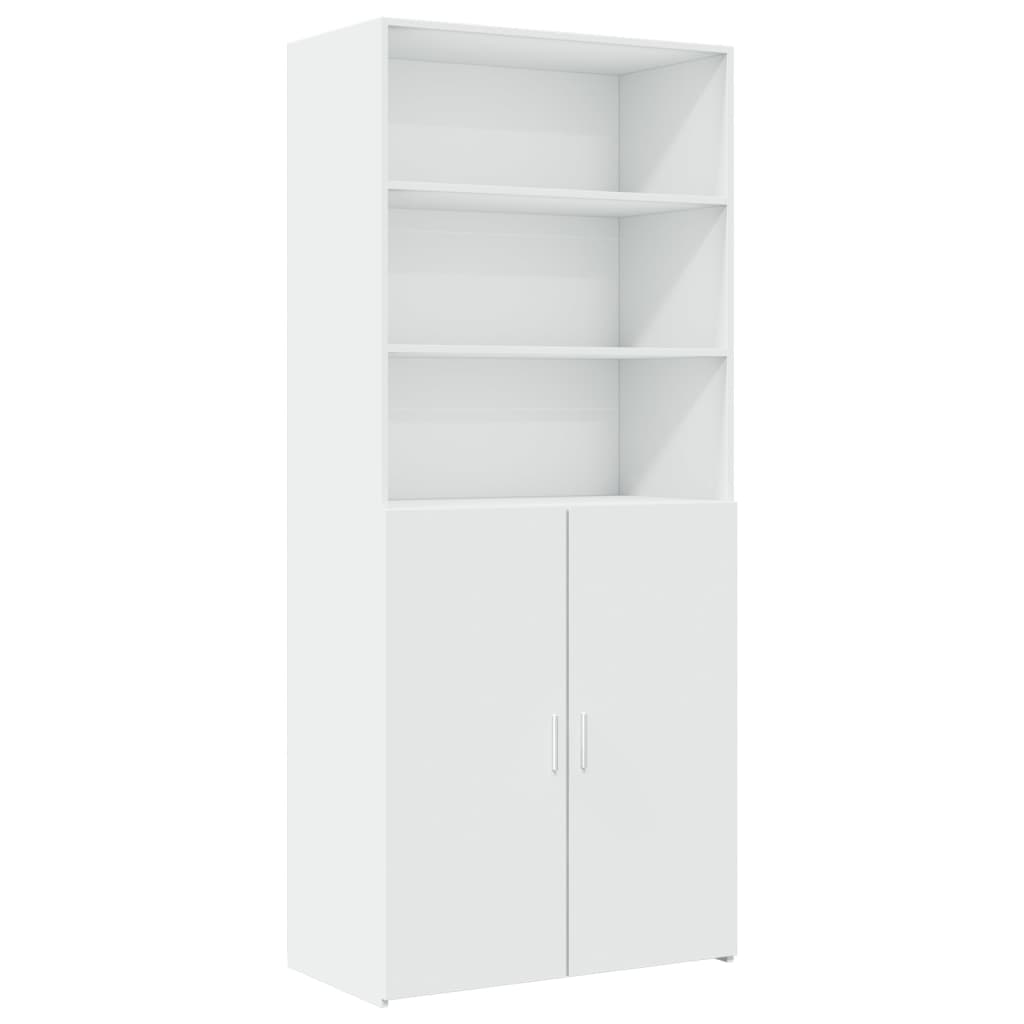 vidaXL Ραφιέρα με Ντουλάπια Λευκή 80x42,5x225 εκ. από Επεξ. Ξύλο