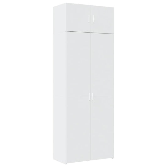 vidaXL Ραφιέρα με Ντουλάπια Λευκή 80x42,5x225 εκ. από Επεξ. Ξύλο