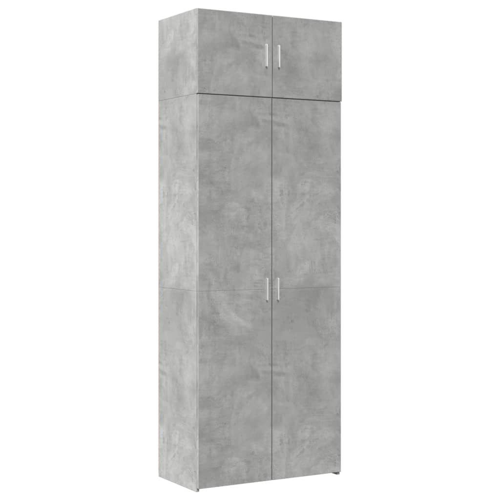 vidaXL Ραφιέρα με Ντουλάπια Γκρι Σκυρ. 80x35,5x180 εκ. από Επεξ. Ξύλο