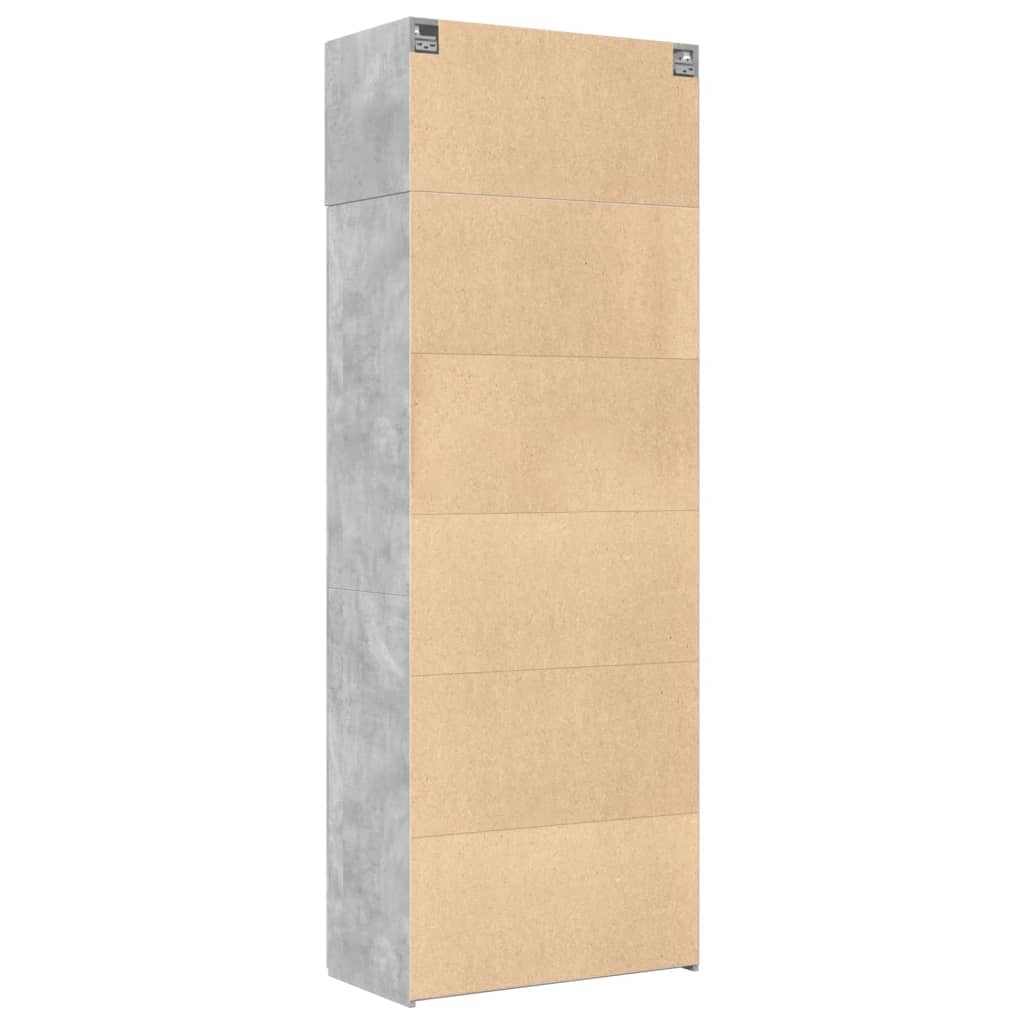 vidaXL Ραφιέρα με Ντουλάπια Γκρι Σκυρ. 80x35,5x180 εκ. από Επεξ. Ξύλο