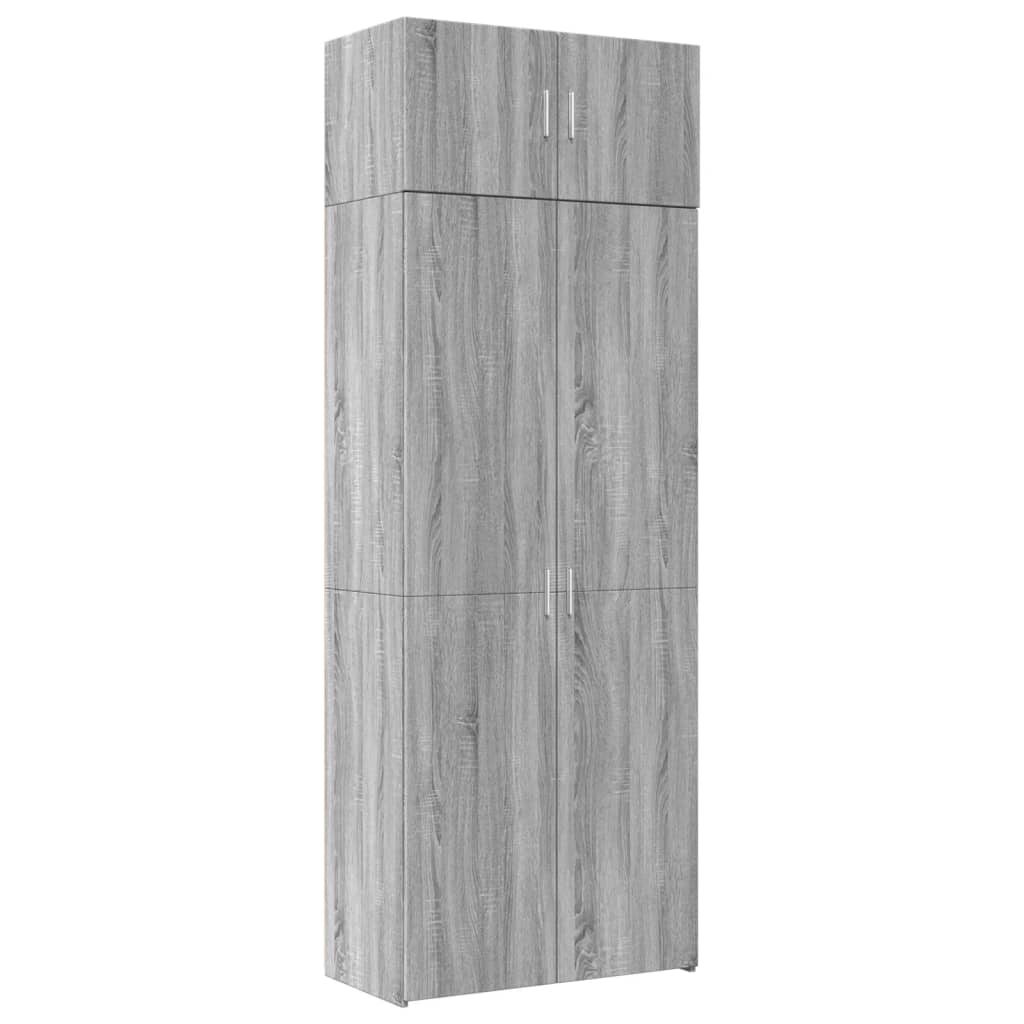 vidaXL Ραφιέρα με Ντουλάπια Γκρι Sonoma 80x42,5x225εκ Επεξ. Ξύλο