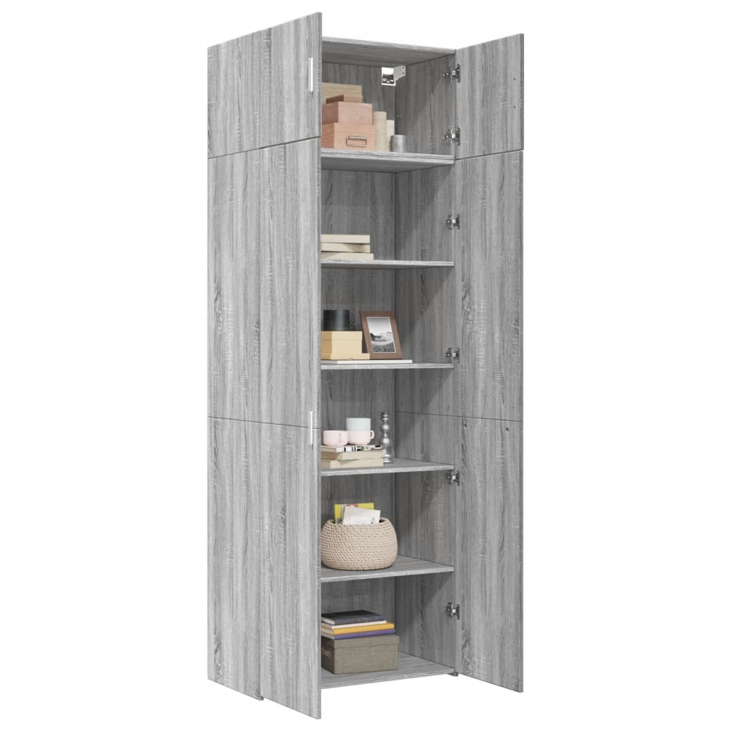 vidaXL Ραφιέρα με Ντουλάπια Γκρι Sonoma 80x42,5x225εκ Επεξ. Ξύλο