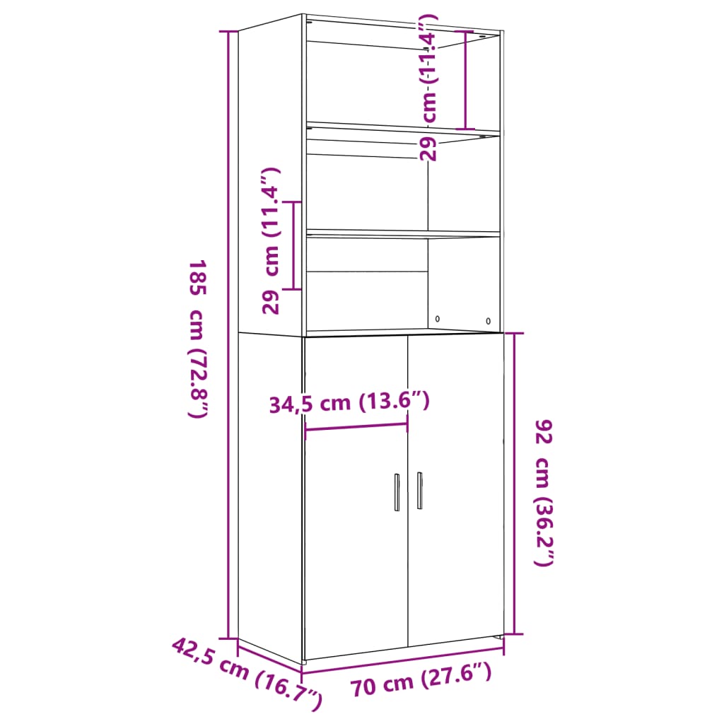 vidaXL Ντουλάπι Sonoma Δρυς 70x42,5x185 εκ. από Επεξεργασμένο Ξύλο