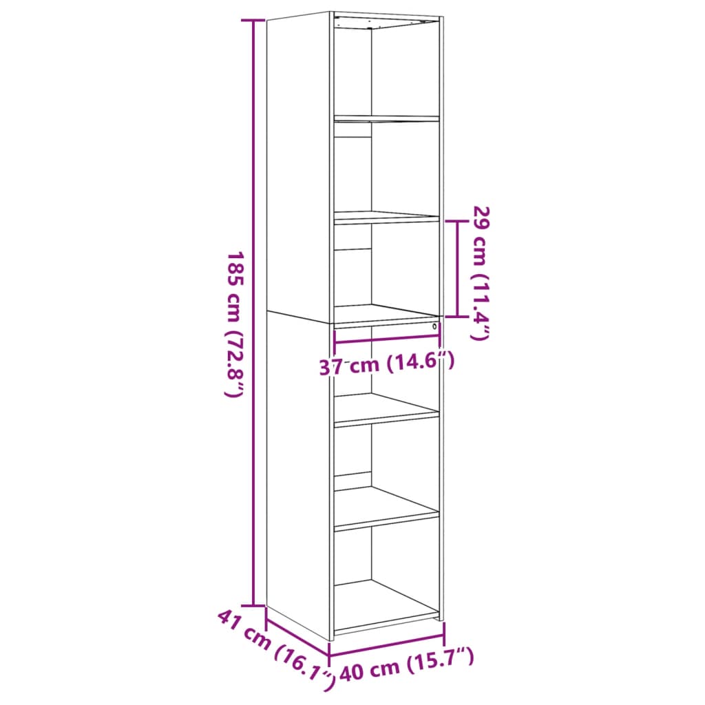 vidaXL Ντουλάπι Λευκό 40x41x185 εκ. Επεξεργασμένο Ξύλο