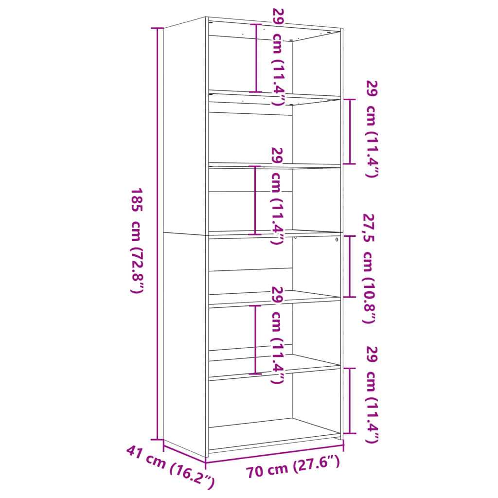 vidaXL Ντουλάπι Sonoma Δρυς 70x41x185 εκ. Επεξεργασμένο Ξύλο