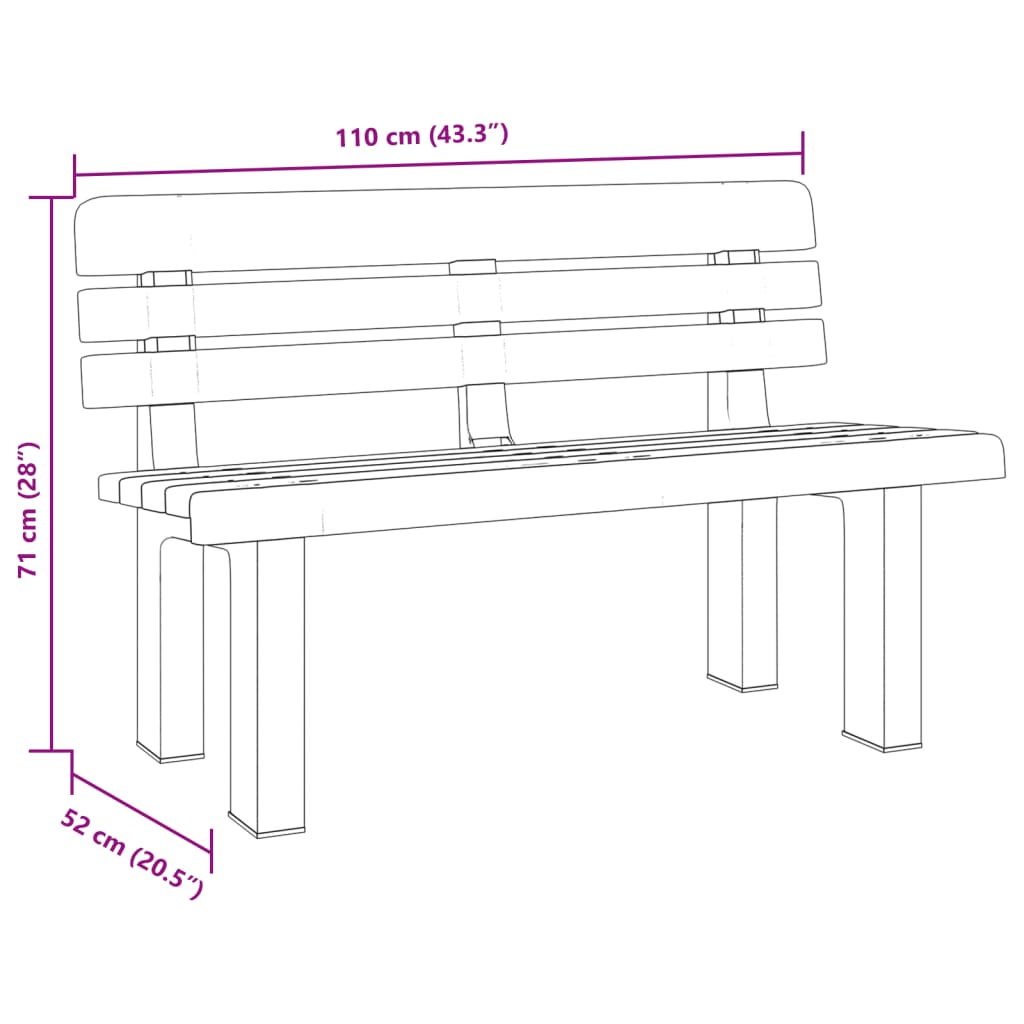 vidaXL Παγκάκι Κήπου Πράσινο 110 x 52 x 71 εκ. από Πολυπροπυλένιο