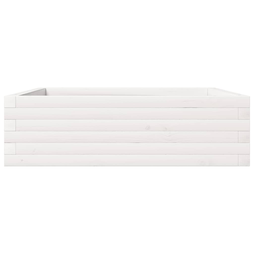 vidaXL Ζαρντινιέρα Κήπου Λευκή 80x80x23 εκ. από Μασίφ Ξύλο Πεύκου