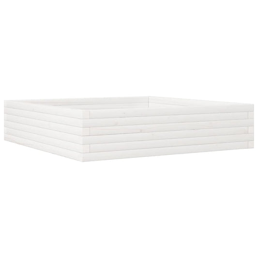 vidaXL Ζαρντινιέρα Κήπου Λευκή 100x100x23 εκ. από Μασίφ Ξύλο Πεύκου