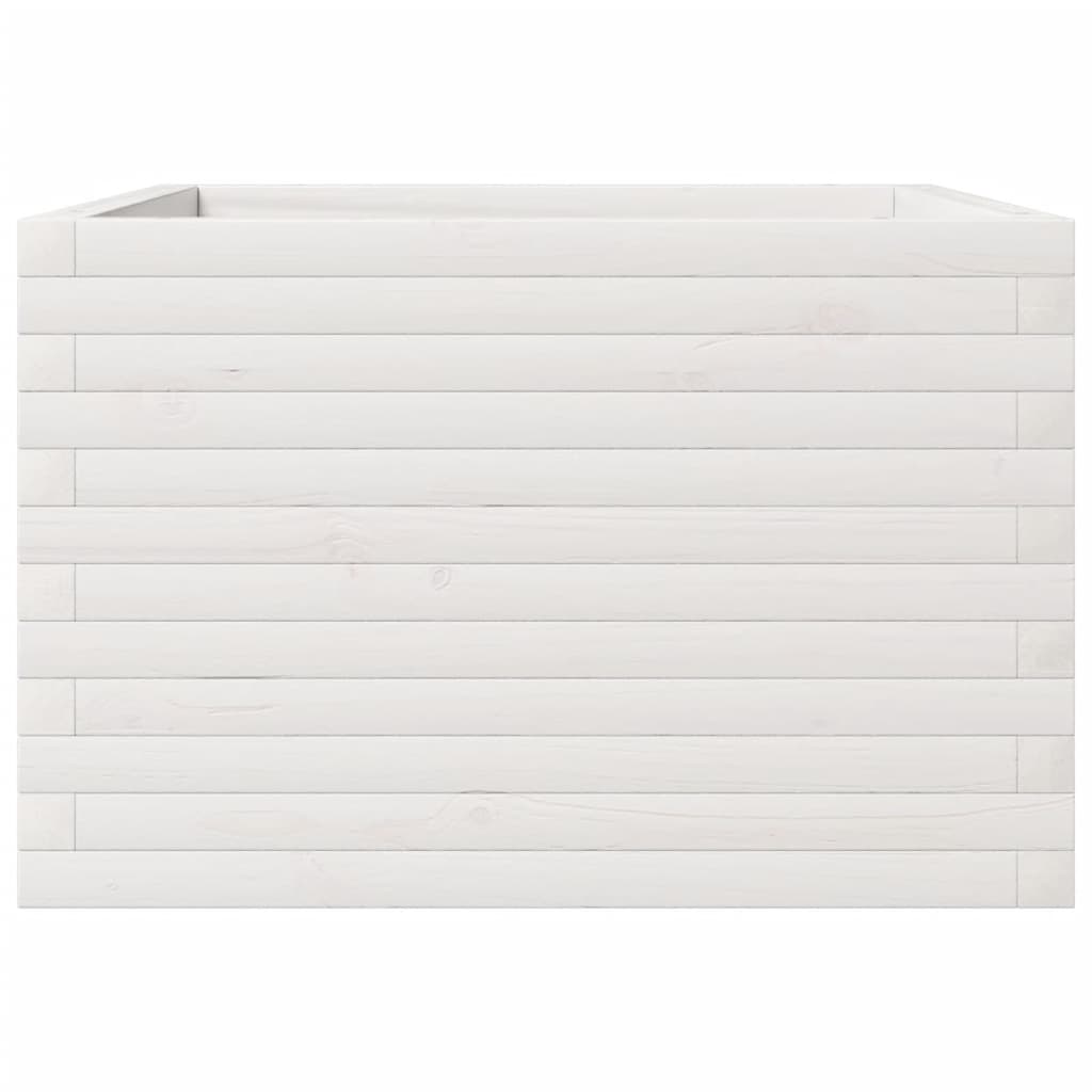 vidaXL Ζαρντινιέρα Κήπου Λευκή 70x70x45,5 εκ. από Μασίφ Ξύλο Πεύκου