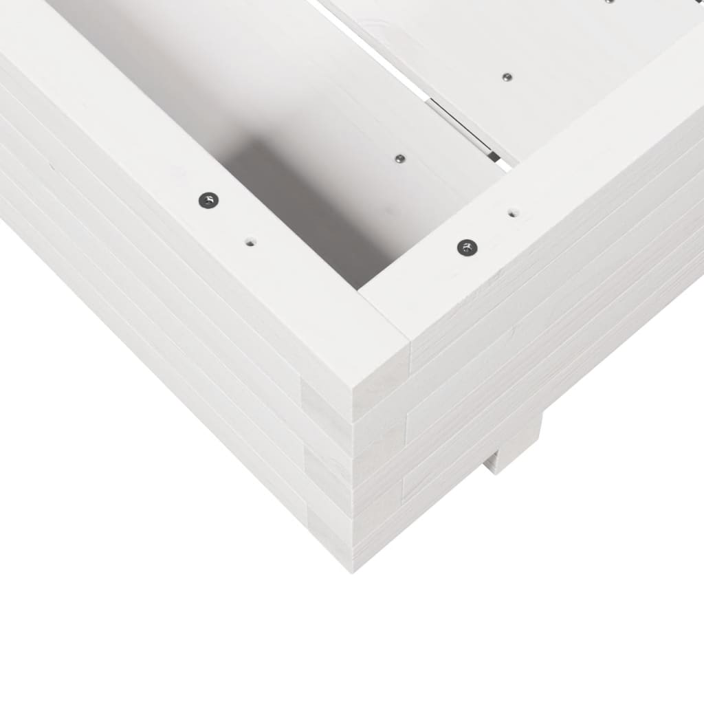 vidaXL Ζαρντινιέρα Κήπου Λευκή 70x70x26,5 εκ. από Μασίφ Ξύλο Πεύκου