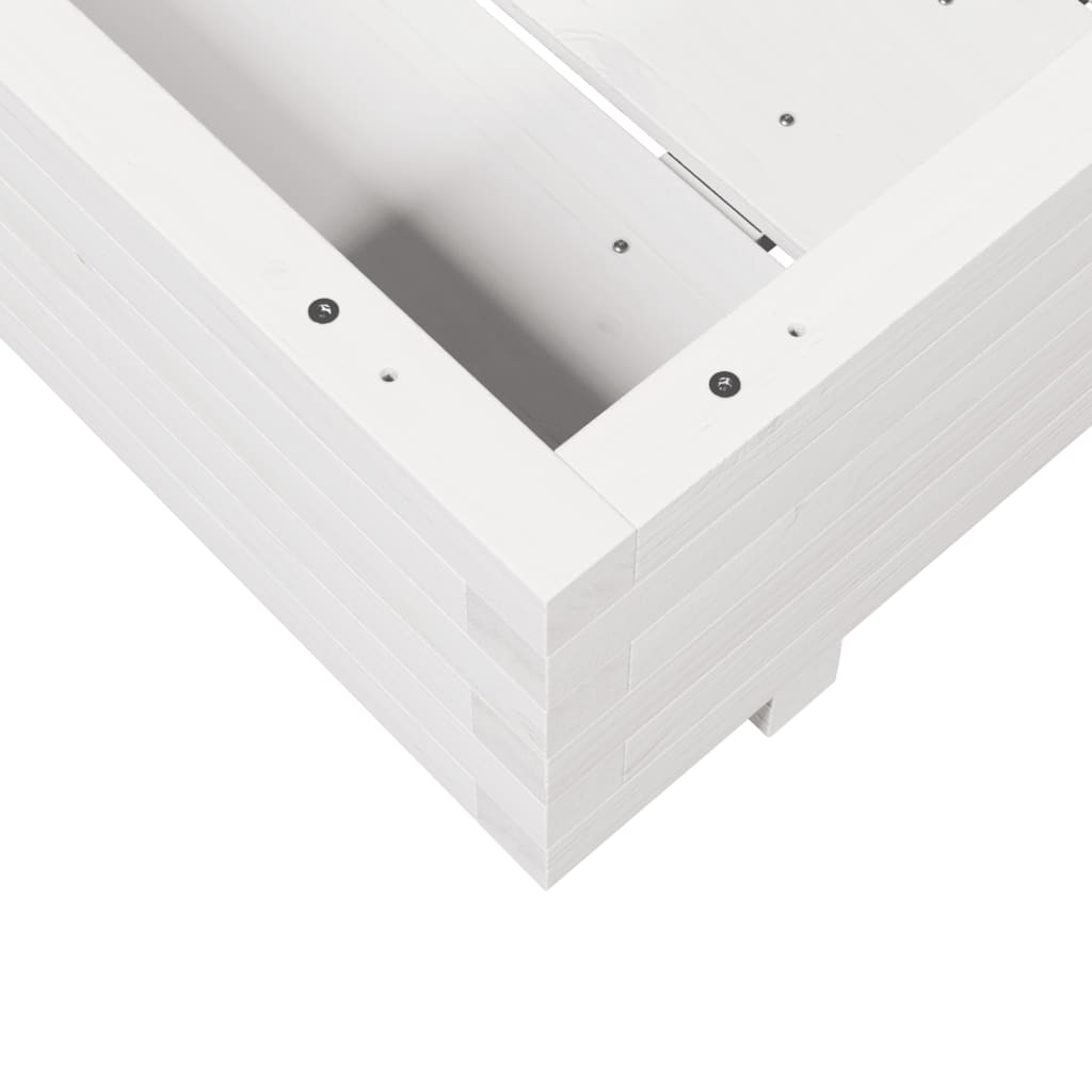 vidaXL Ζαρντινιέρα Κήπου Λευκή 80x80x26,5 εκ. από Μασίφ Ξύλο Πεύκου
