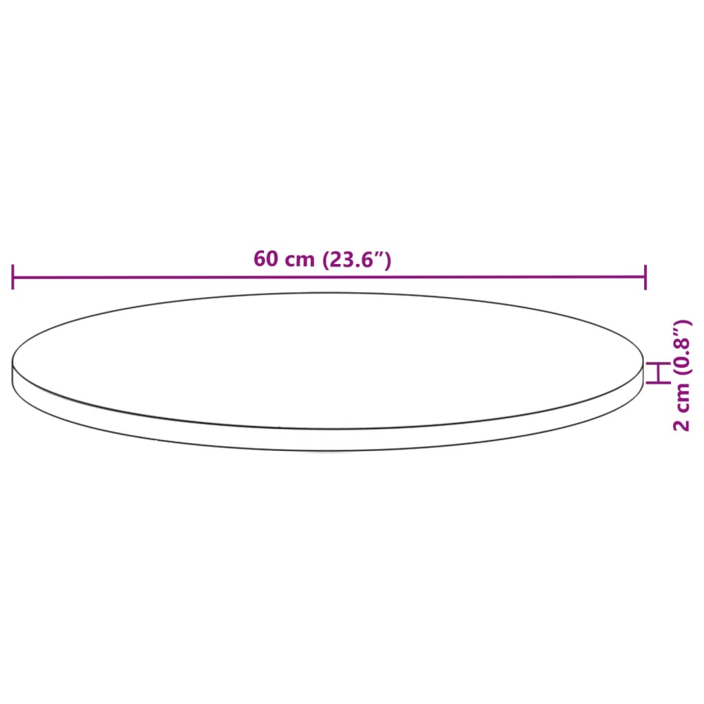 vidaXL Επιφάνεια Τραπεζιού Στρογγυλή Ø60x2 εκ. από Μασίφ Ξύλο Ακακίας