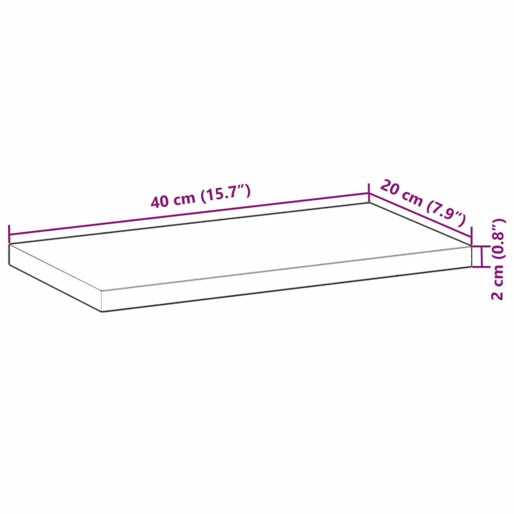 vidaXL Επιφάνεια Τραπεζιού Ορθογώνια 40x20x2 εκ. από Μασίφ Ξύλο Ακακίας