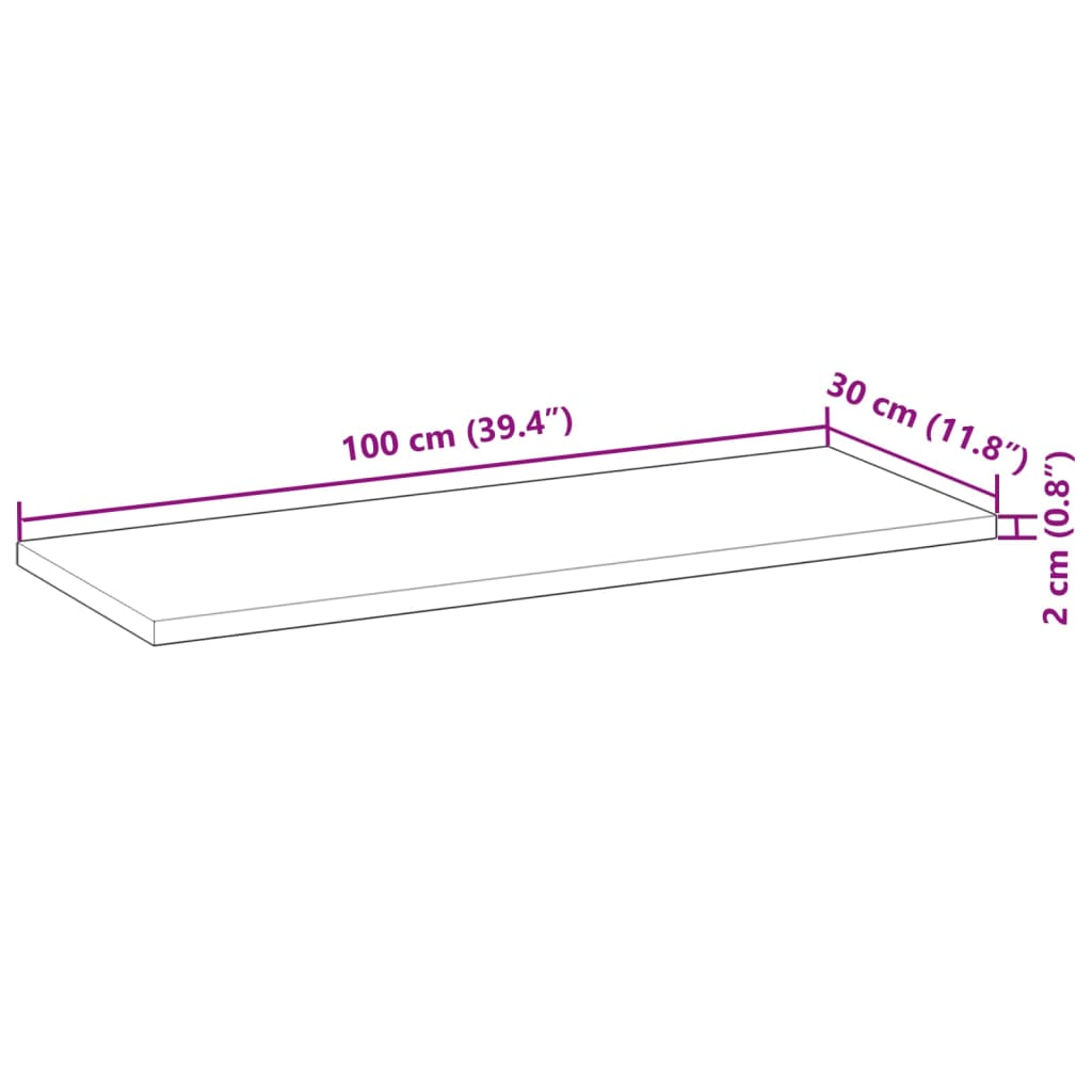 vidaXL Επιφάνεια Τραπεζιού Ορθογώνια 100x30x2 εκ. από Μασίφ Ξύλο Ακακίας