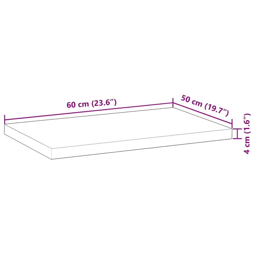 vidaXL Επιφάνεια Γραφείου Ορθογώνια 60x50x4 εκ. Μασίφ Ξύλο Ακακίας