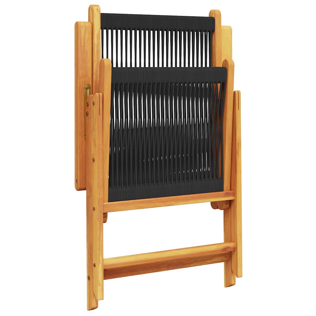 vidaXL Σετ Τραπεζαρίας Κήπου 7 τεμ. Μαύρο Πολυπροπυλένιο/Μασίφ Ξύλο