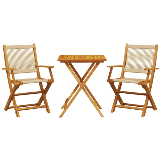 vidaXL Σετ Επίπλων Bistro 3 τεμ. Μπεζ Πολυπροπυλένιο/Μασίφ Ξύλο