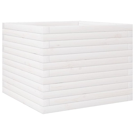vidaXL Ζαρντινιέρα Κήπου Λευκή 60x60x46 εκ. από Μασίφ Ξύλο Πεύκου