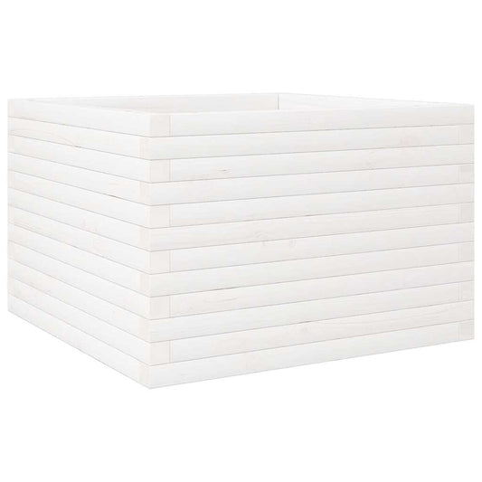vidaXL Ζαρντινιέρα Κήπου Λευκή 70x70x46 εκ. από Μασίφ Ξύλο Πεύκου