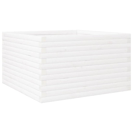 vidaXL Ζαρντινιέρα Κήπου Λευκή 80x80x46 εκ. από Μασίφ Ξύλο Πεύκου