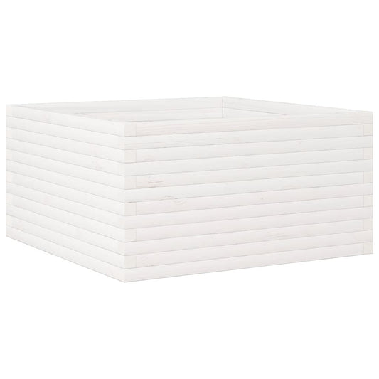 vidaXL Ζαρντινιέρα Κήπου Λευκή 90x90x46 εκ. από Μασίφ Ξύλο Πεύκου
