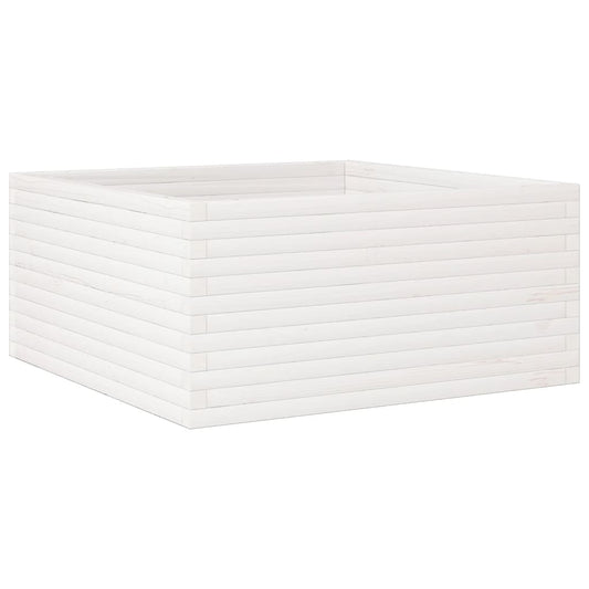 vidaXL Ζαρντινιέρα Κήπου Λευκή 100x100x46 εκ. από Μασίφ Ξύλο Πεύκου