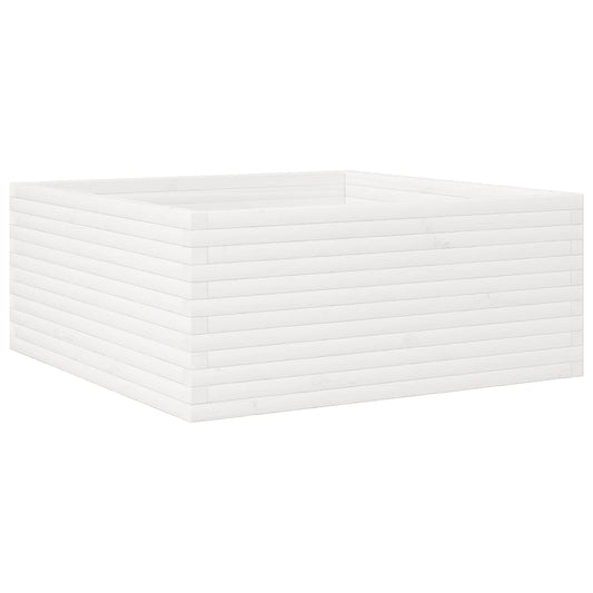vidaXL Ζαρντινιέρα Κήπου Λευκή 110x110x46 εκ. από Μασίφ Ξύλο Πεύκου
