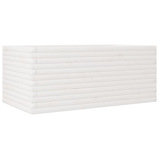 vidaXL Ζαρντινιέρα Κήπου Λευκή 110x60x46 εκ. από Μασίφ Ξύλο Πεύκου