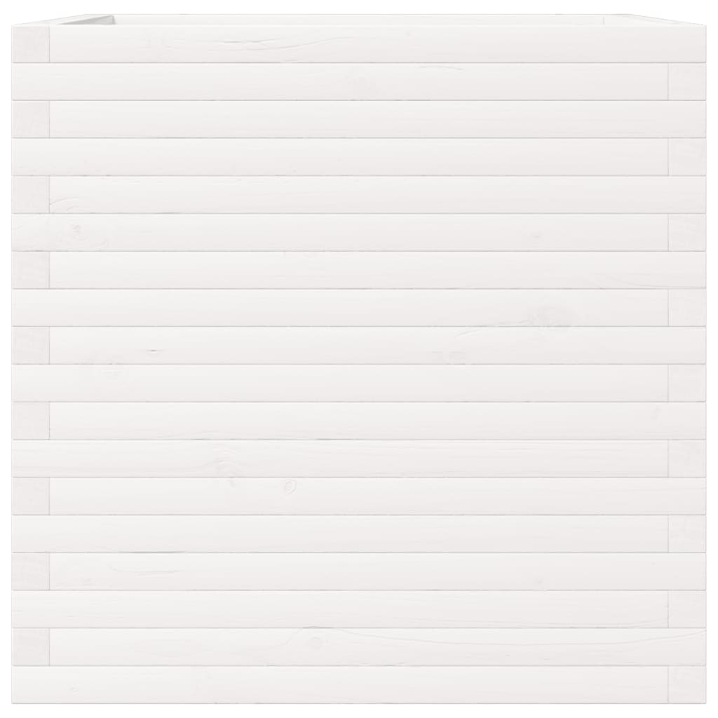 vidaXL Ζαρντινιέρα Κήπου Λευκή 70x70x68,5 εκ. από Μασίφ Ξύλο Πεύκου