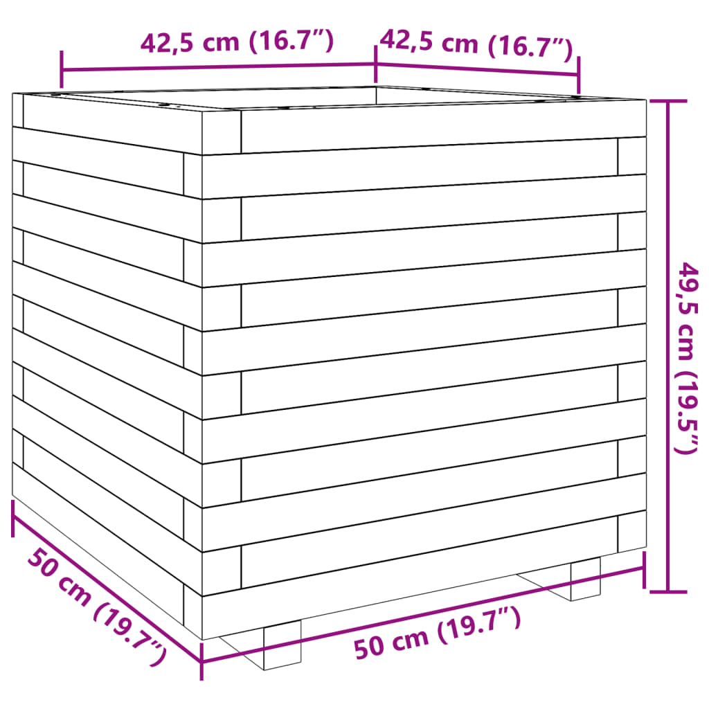 vidaXL Ζαρντινιέρα Καφέ Κεριού 50x50x49,5 εκ. από Μασίφ Ξύλο Πεύκου