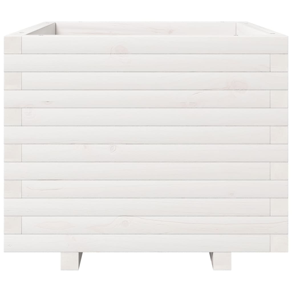 vidaXL Ζαρντινιέρα Κήπου Λευκή 60x60x49,5 εκ. από Μασίφ Ξύλο Πεύκου
