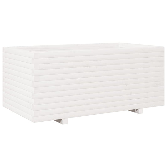 vidaXL Ζαρντινιέρα Κήπου Λευκή 110x60x49,5 εκ. από Μασίφ Ξύλο Πεύκου